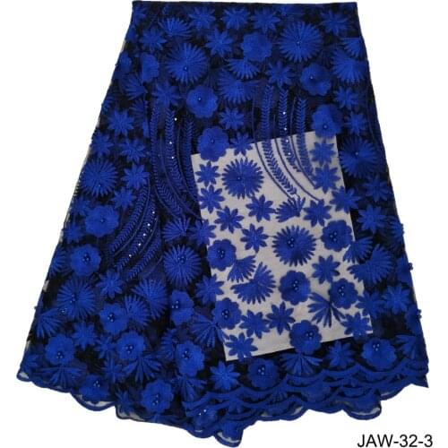 Hot selling french lace fabric stone and beaded tulle lace fabric fushia good quality african lace fabric for 5 yards JAW-32