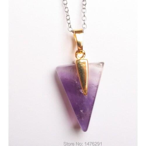 Hot Sale Natural Purple CrystalTriangular Arrow Pendant Jewelry Pendant 1PC