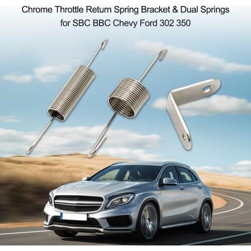 Chrome Throttle Return Spring Bracket & Dual Springs for SBC BBC Chevy Ford 302 350 Car Styling