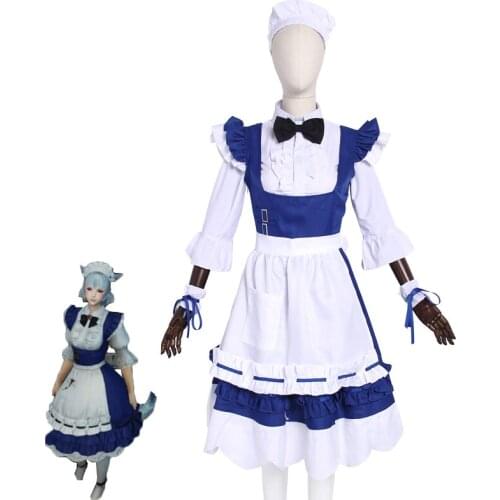Game Final Fantasy XIV FF14 Miqo'te Cosplay Costume Halloween Christmas Carnival Sexy Dress Maid Servant Uniform Custom Made