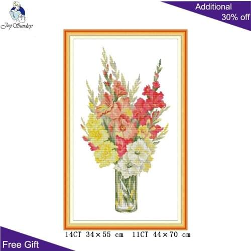 Joy Sunday Gladiolus Home Decor H829 Counted Stamped Gladiolus Needlework Needlepoint DIY Cross Stitch Kits