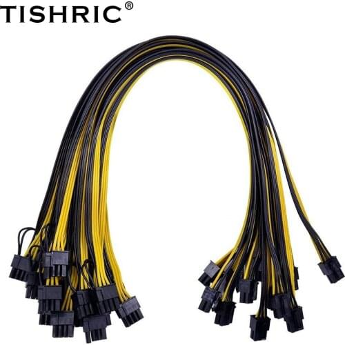 6PCS TISHRIC 50cm 6pin to 8pin Power Cord PCI Express PCIE Riser Card Power Cable Graphic Video Card Riser Cable For Mining