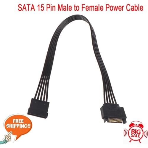 30CM SATA 15pin Male to Female Power Cable Hdd Ssd Power Supply Cable Computer Connections 18AWG Pure Copper Tinned Wire