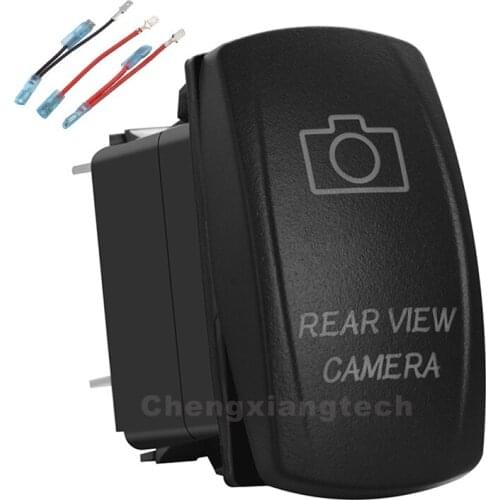 Rear View Camera White Led Rocker Switch 3 Pin On-Off SPST 12V/20A 24V/10A + Jumper Wires Set for Car Boat Waterproof