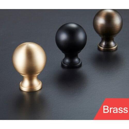 Round Shape Solid Brass Cabinet Knobs And Handles Cupboard Wardrobe Vintage Knobs Drawer Pull Handles