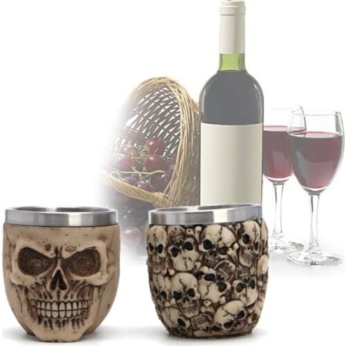 Stainless Steel Resin Drinking Mug Skeleton Skull Coffee Cup Halloween Decor 667A