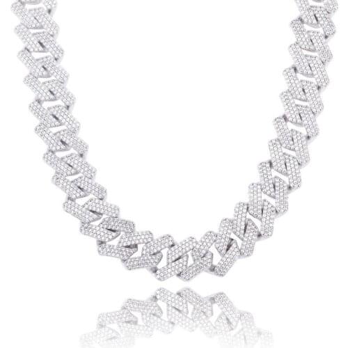 20MM Hip Hop Miami Cuban Chain Iced Out Necklace Rapper Jewelry Cubic Zirconia Gold Sliver GA021