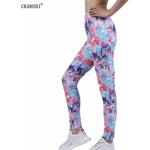 CKAHSBI Floral Printed Summer Style Yoga Pants Ankel Length Fitness Women Leggings Fashion Push Up Workout Gym Tights Sport