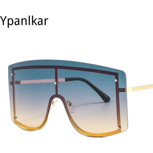 Trend Oversized Sunglasses Women Men Sun Glasses One-piece Windproof Goggles Mirror Sunglass Women Ins Popular UV400