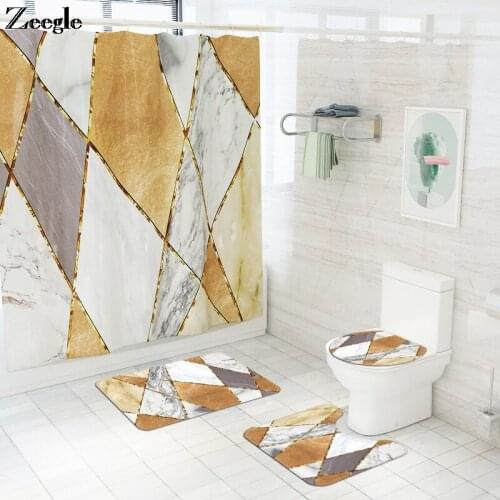 Marble Gold Leaf Bathroom Carpet Rugs Absorbent Toilet Seat Cover Mat and Anti-slip Floor Carpet Floor Mat Bathroom Mat Set