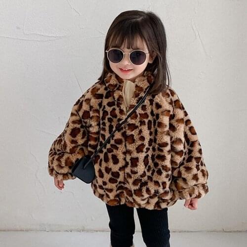 Autumn Winter Girls Jacket 2020 New Girls Leopard Coat Thick Warm Kids Outerwear Coat BB37