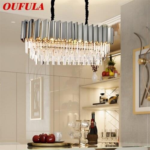 OUFULA Pendant Light Postmodern Double Crystal LED Lamp Luxury Fixture for Home Dining Living Room