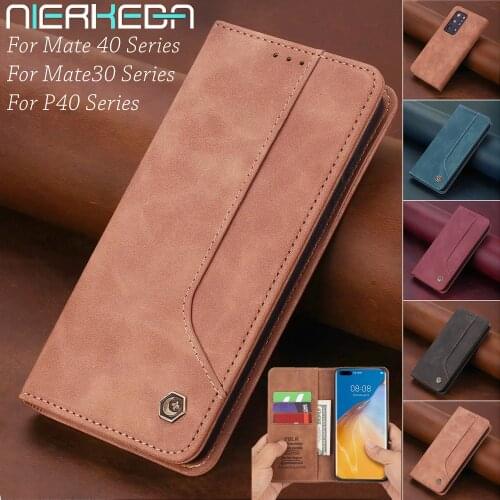 P40Lite Magnetic Flip Leather case for Huawei P40 Lite Pro + Plus Mate30 Mate 40 30 Lite Pro Cards Matte Flip Wallet Phone Cover