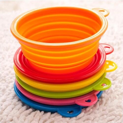 Portable foldable Pet travel Outing Essential silicone bowl travel dog bowl pet dog bowls wholesale dog drinking water bowl