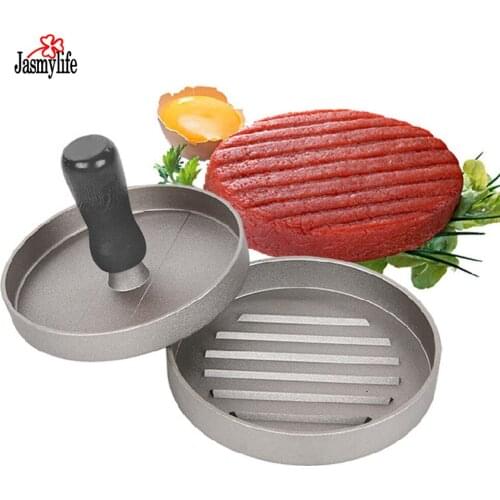 1 Set Round Shape Hamburger Press Aluminum Alloy 11 cm Hand Operated Hamburger Meat Beef Grill Burger Press Patty Maker Mold