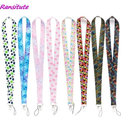 Ransitute R2147 Simple Wave Dot Dream Bubble Personality Lanyard Badge ID Lanyard Phone Rope Key Lanyard Neck Straps Accessories