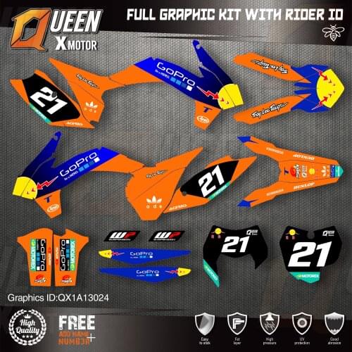 QUEEN X MOTOR Custom Team Graphics Decals 3M Stickers Kit For KTM 2013 2014 2015 SX SXF , 2014 2015 2016 EXC XC-W EXC-F 024
