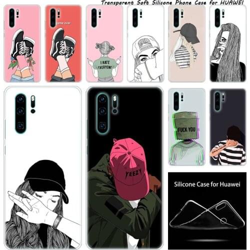 Luxury Silicone Case Mysterious fashion girl boy for Huawei NOVA 3 3i 5 5i P20 P30 Pro P9 P10 P8 Lite 2017 P Smart Z Plus 2019