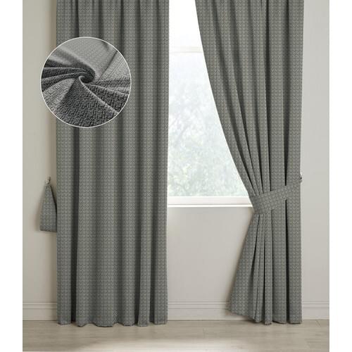BYT WOVEN MESH TEXTURED LUXURY BACKDROP CURTAIN PİLESİZ SINGLE WING SILVER BLACK 225