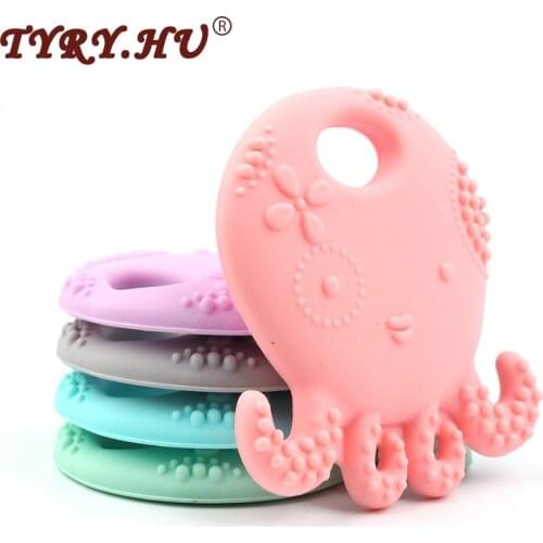 TYRY.HU Octopus Silicone Teether BPA Free Silicone Pendant For DIY Pacifier Clip Soother Chain Baby Teething Toys Christmas gift