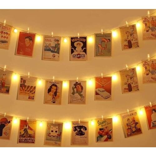 Christmas Light LED Photo Clip String Lights Aesthetic Room Decor for Living Teen Room Xmas Decoration Garland Battery Operated