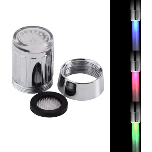 LED Temperature Sensitive 3-Color Light-up Faucet Kitchen Bathroom Shower Glow Water Saving Faucet Aerator Tap Nozzle Head