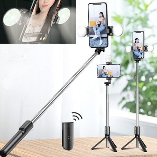 Tongdaytech 2IN1 Bluetooth Portable Selfie Stick Ring Fill Light Foldable Tripod For Iphone 11 Xiaomi Samsung Photo Video Live
