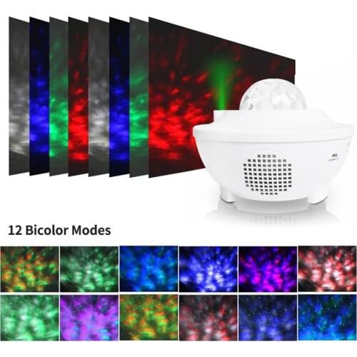 USB LED Star Night Light Projector Bluetooth Music Starry Water Wave LED Projector Light Sound Activated Projector Light Decor