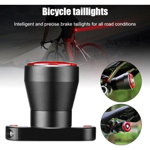 Bicycle Smart Brake Tail Light USB Charging LED Lasers Waterproof Warning Tail Lights WHShopping