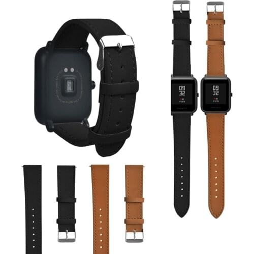 Vintage frosted leather Strap for Xiaomi Huami Amazfit Bip Lite Youth Wrist Watch Bracelet Amazfit Bip Watchband for 20mm strap