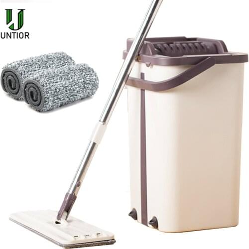UNTIOR Magic Automatic Spin Mop Avoid Hand Washing Ultrafine Fiber Cleaning Cloth Home Kitchen Wooden Floor Lazy Fellow Mop
