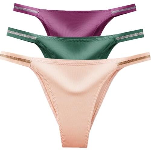 Women Sexy Panties ice Silky Thong T-back Bikini Underwear girl G-string Low-rise Tanga Fashion Briefs Underpants lady Lingerie