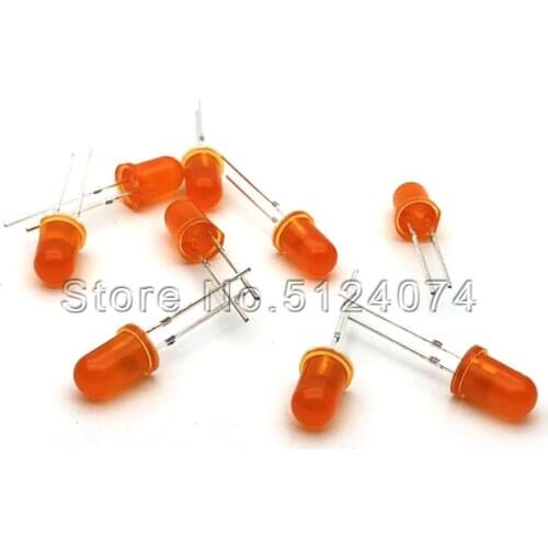100pcs/lot 5MM/F5 orange light emitting diode DIP LED lamp round head LED orange light super bright short pin