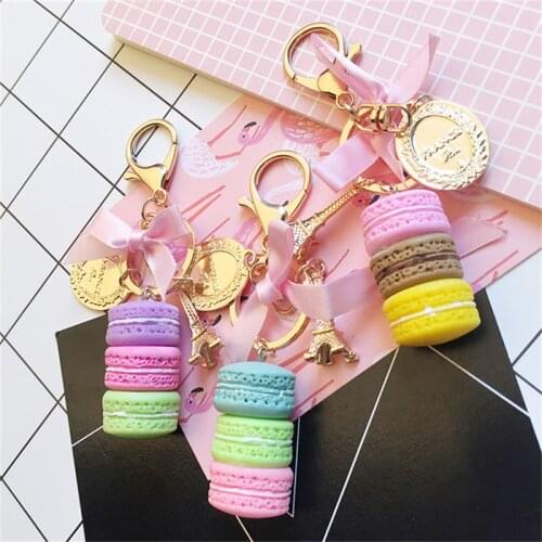 15Pcs/lot Party Wedding Guest Gifts Macaron Cake Alloy Pendant Key Chain Girls Fashion Bag Pendant Exquisite Car Ornaments