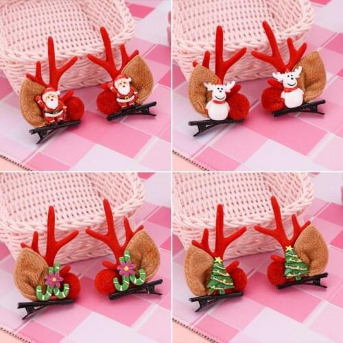 2pcs/set Christmas antlers Ornament Hair Clips for girls Christmas Hat Headband Headdress barrette Hair Accessories