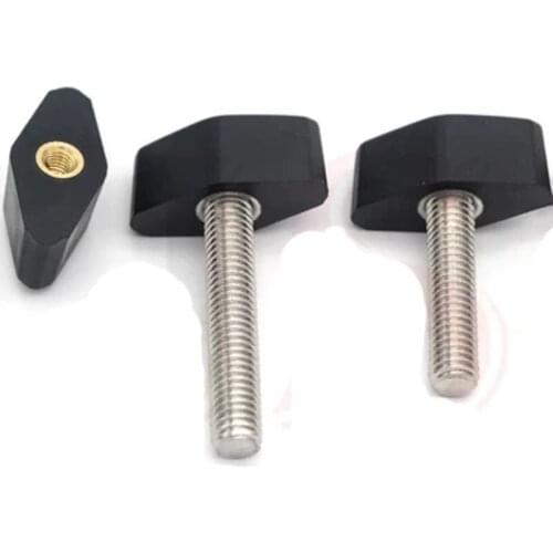 2pcs M4 304 stainless steel One-handed handle Plastic hand screw T-shaped knob Lock key 8mm-50mm Length