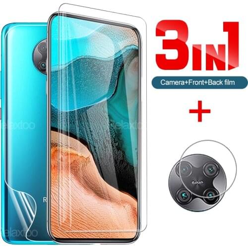 3-in-1 Tempered Glass And Back Hydraulic Film For Xiaomi Redmi K30 k30Pro Screen For Redmi K30 Pro Zoom K30Ultra K40 Camera Lens
