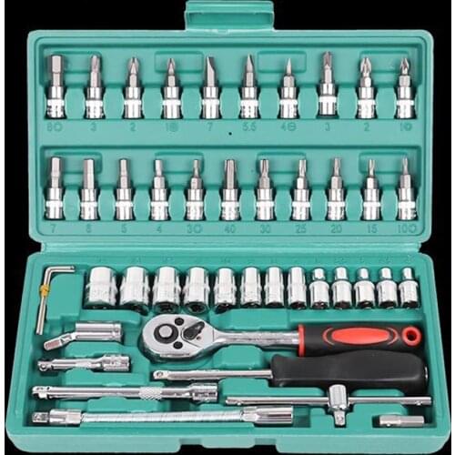 46pcs Auto Repair Kit Ratchet Wrench Set Repair Tool Combination Tire Bicycle Electric Motorcycle Disassembly Maintenance Tool
