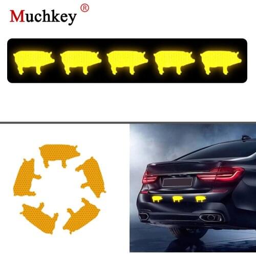 Decoration Decals Cartoon Animal Pig Car Sticker Safety Reflective Warning Stickers Motorcycle Bicycle DIY Waterproof Tags 10Pcs