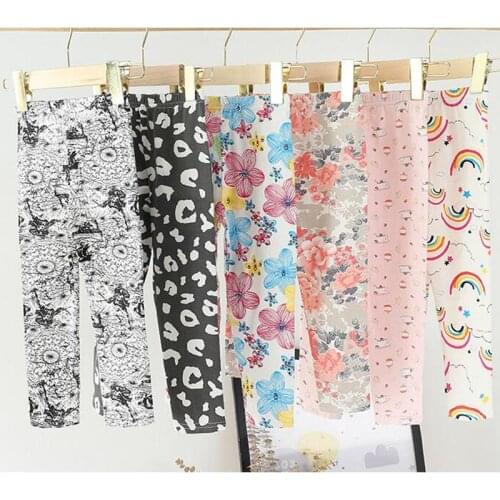 Childrens leggings Spring Summer Girls Leggings cotton Floral Pattern Skinny Trousers kids leggins For Girls Leggings 8 years