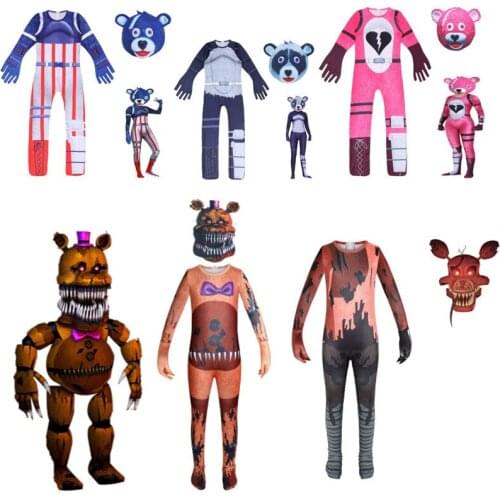 New Halloween Fnaf Freddy Costume Kids Fredy Superhero Boys Girls Funny Party Child Animal Anime Cosplay Carnival Suit Jumpsuit