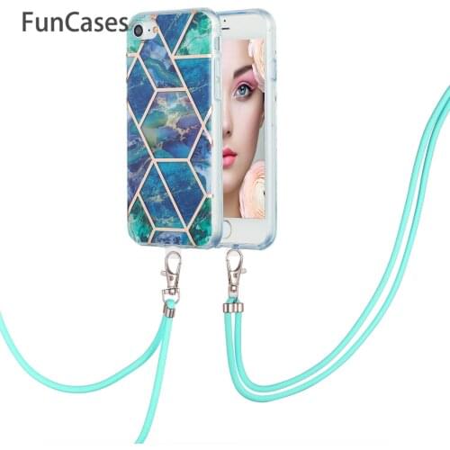 Grid Cases For coque Apple iPhone SE 2020 Protect Gold Thread Portable sFor Apple iPhone telefoon 7 8 Soft IMD Cover aifone 4.7"