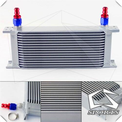 For Universal Cars 16 Row 8-AN Aluminum Fuel / Oil Cooler AN8 Cooling System +Fitting/Hose end +Clamps