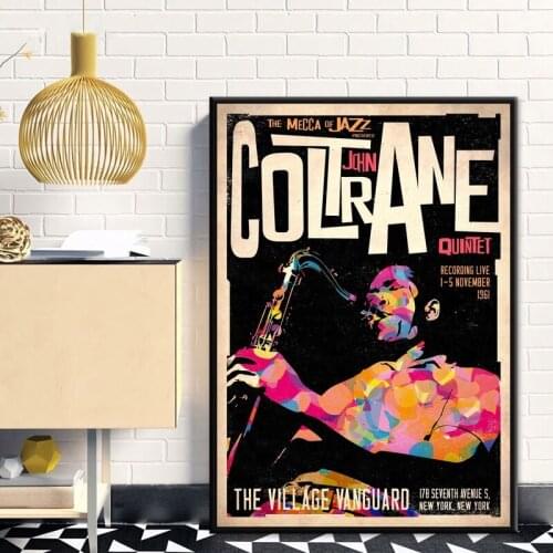 John Coltrane Retro Style Music Star Oil Painting Poster Prints Canvas Wall Picture For Home Room Decor with frame