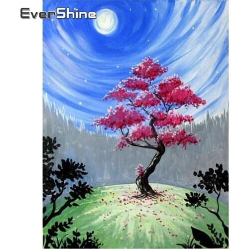 EverShine Diamond Painting Landscape Picture Rhinestones Diamond Embroidery Full Square Moon Cross Stitch Night Mosaic Kits