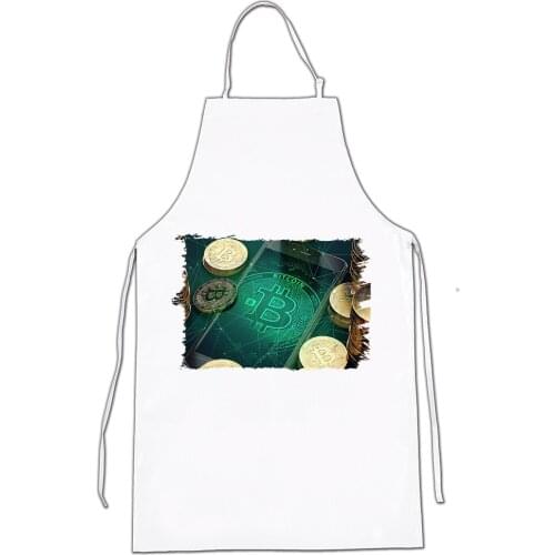 MERCHANDMANIA apron BITCOIN VIRTUAL coin money home kitchen man woman cleaning BBQ mandles