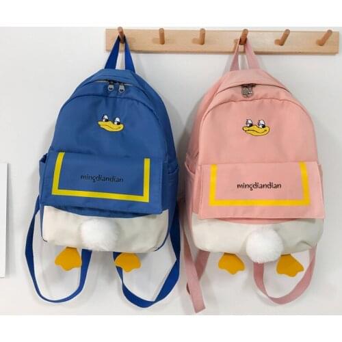 Cute Yellow Duck embroidery Women Schoolbags For Girls Large Capacity Women School Travel Backpacks Harajuku Nylon Lady Bookbag