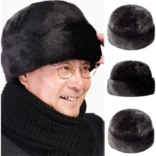 Mens Winter Warm Cold Protection and windproof Hat Plush Outdoor Cap Elderly outdoor travel warm hat A1