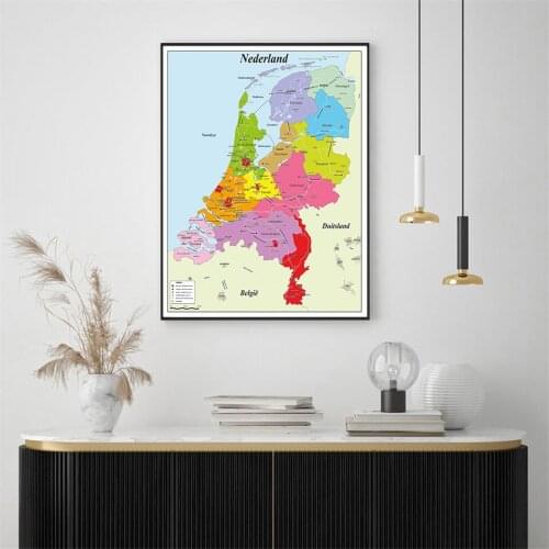 The Netherlands Map In Dutch 59*84cm Poster Spray Canvas Painting Wall Art Living Room Home Decoration School Supplies