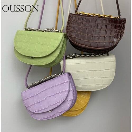 OUSSON 2021 New Design Leather Crossbody Bag Exquisite Female Retro Shoulder Saddle Bag For Women